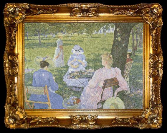 framed  Theo Van Rysselberghe Family in an Orchard, ta009-2